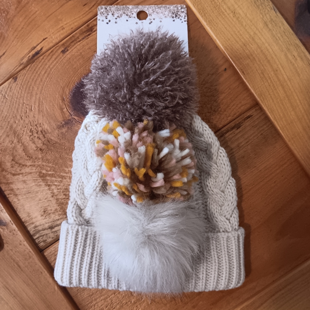 Charming Knit Hat with Pom-Poms